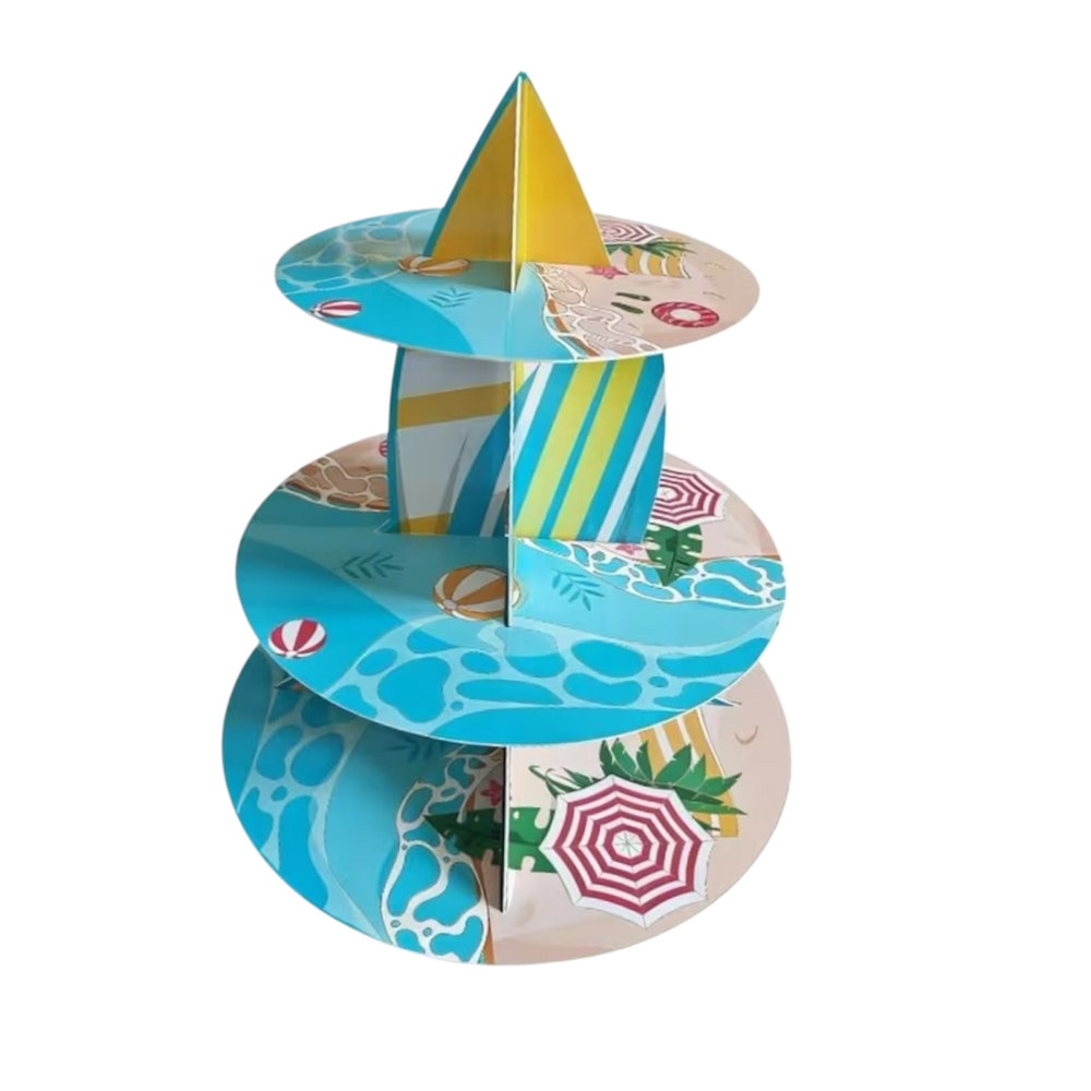 Pool Party Surfing Cupcake Stand (3-Tiers)