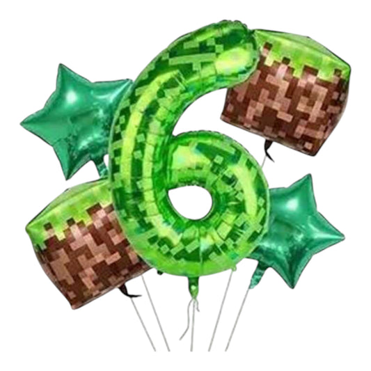 Minecraft 5Pcs Decorative Number Balloons Set