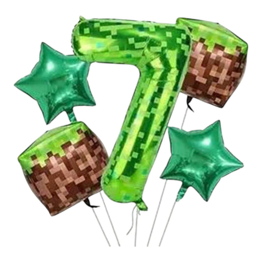 Minecraft 5Pcs Decorative Number Balloons Set