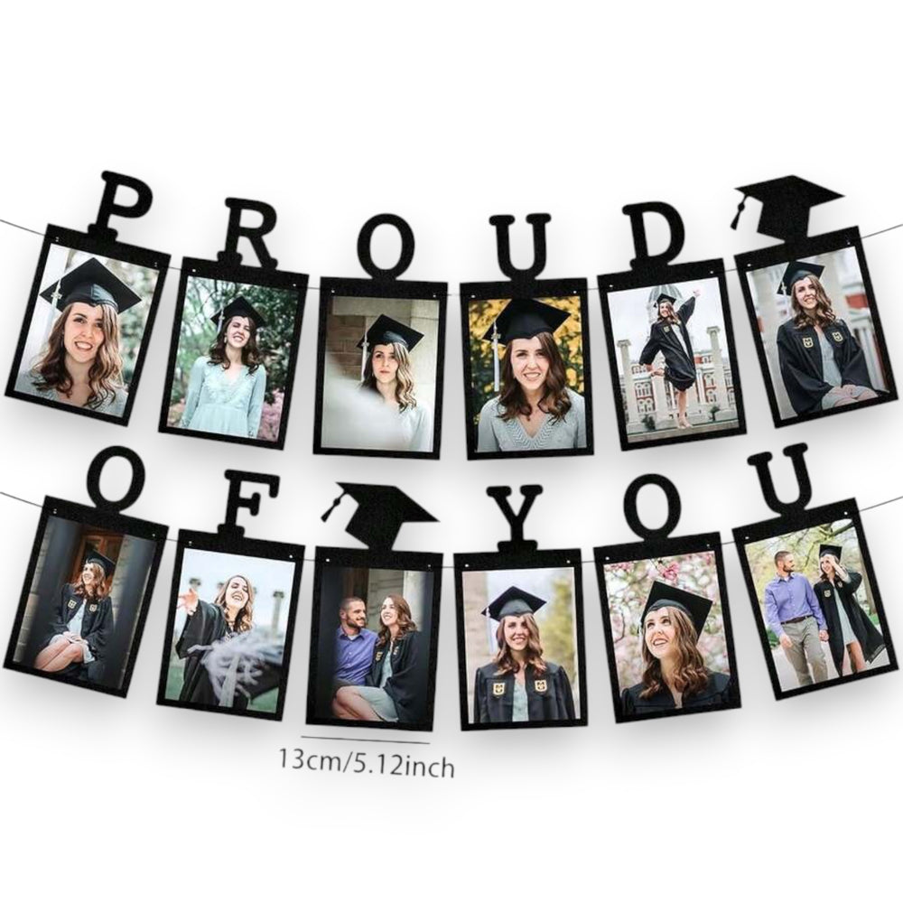 Graduation Proud of You Banner with 12 Photo Frames