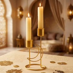 Ramadan Golden Crescent Candle Holder