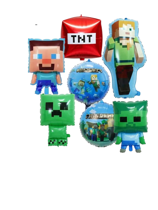 Minecraft 7Pcs Characters Shaped Balloons Set