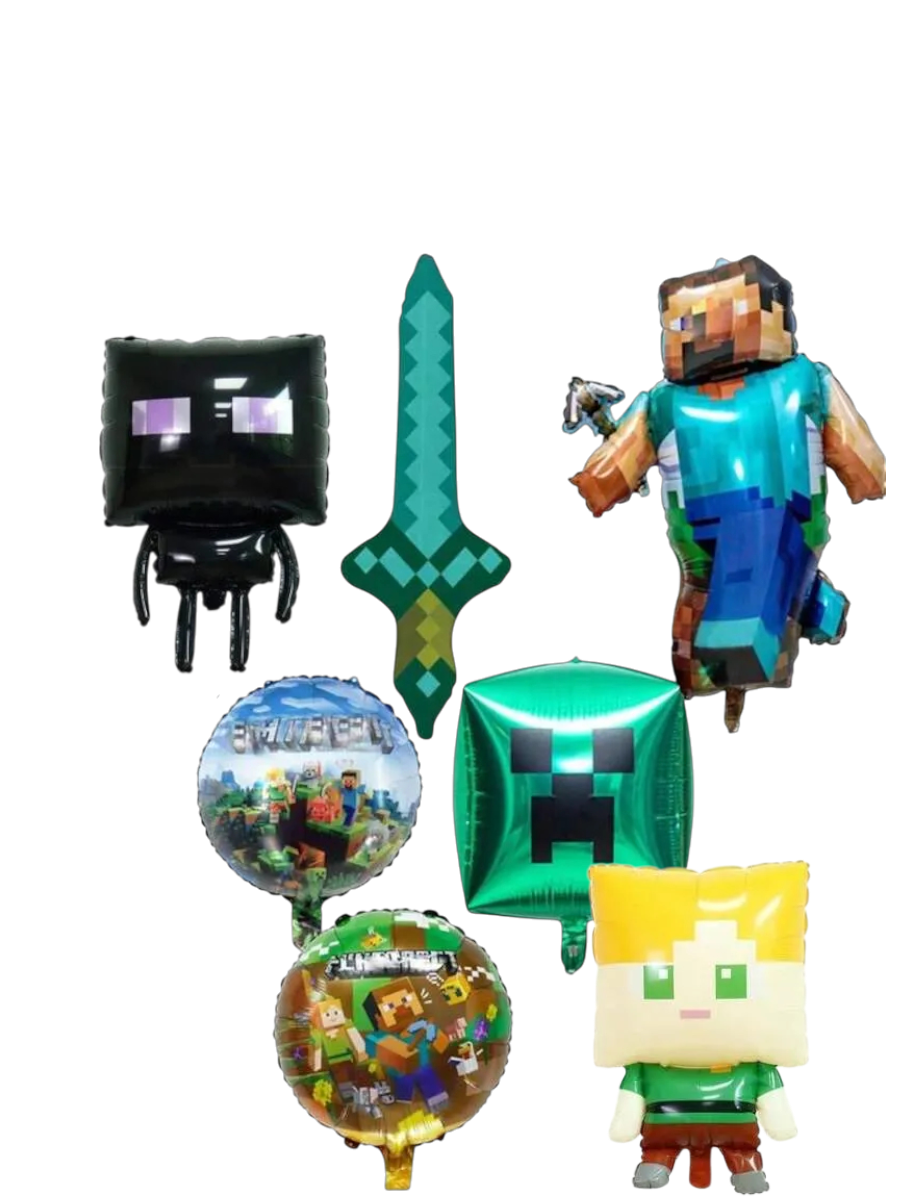 Minecraft 7Pcs Characters Shaped Balloons Set