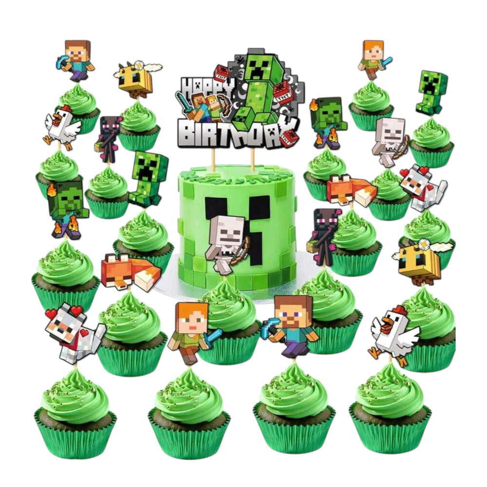 Minecraft cupcake and cake toppers, 20 pcs