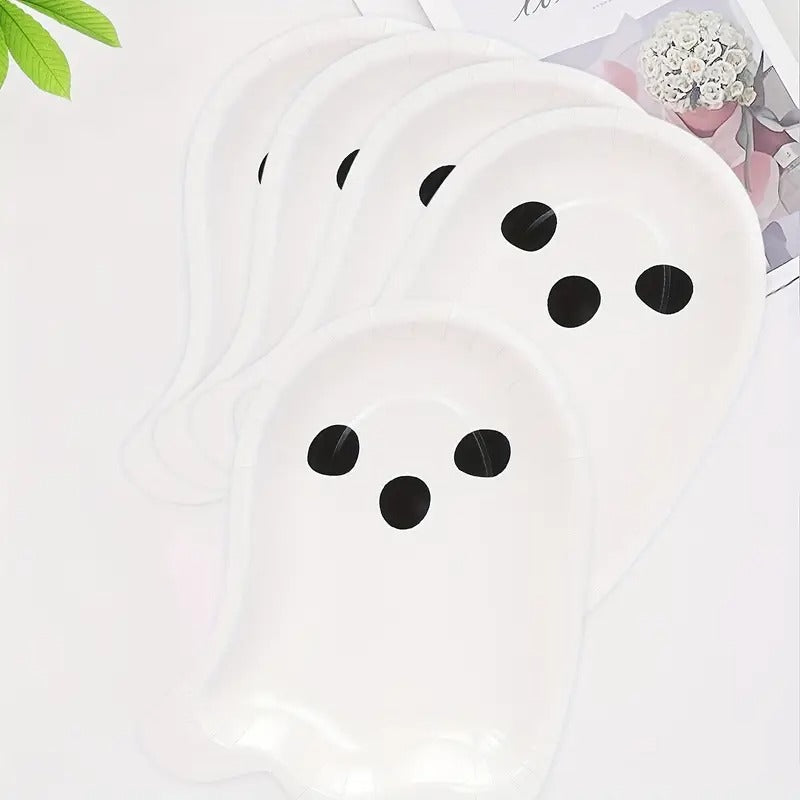 Halloween - 10Pcs Ghost Shaped Plates 9inch
