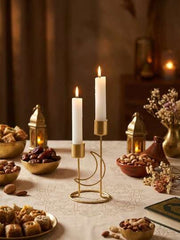 Ramadan Golden Crescent Candle Holder