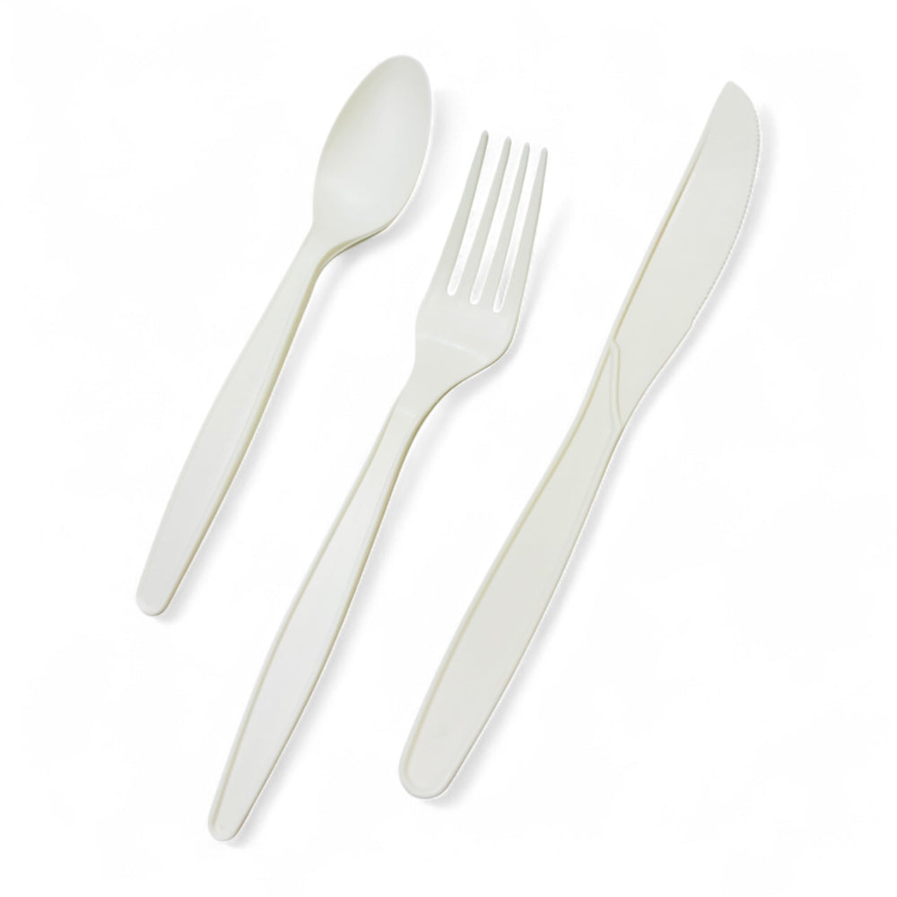 White cutlery, 10 sets